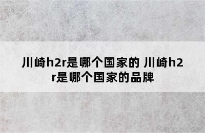 川崎h2r是哪个国家的 川崎h2r是哪个国家的品牌